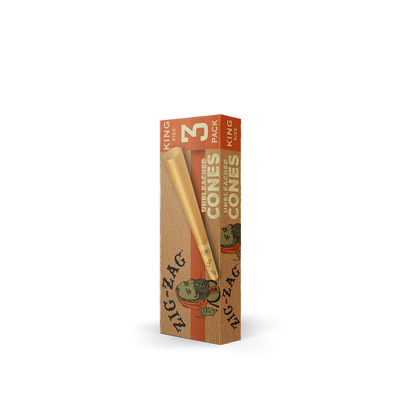Zig Zag Cones Unbleached King Size - 3 Per Pack - 24 Packs Per Display
