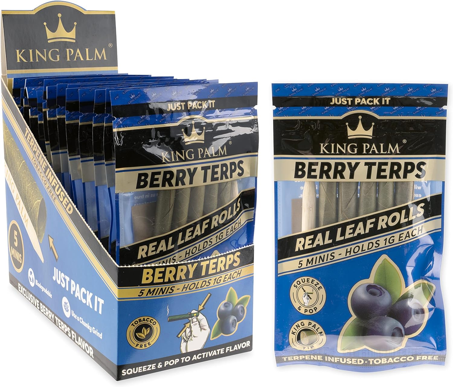 King Palm Mini Sized Cones - 15 Packs, 5 Rolls Per Pack