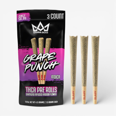 Kanna Boss Diamond Infused Pre-Rolls (3-Pack | 1.5g Each)