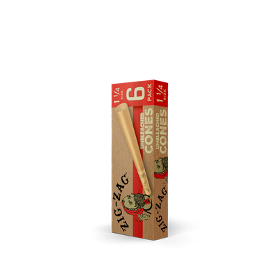 Zig Zag Cones Unbleached 1.25 - 6 Cones Per Pack - 24 Packs Per Display