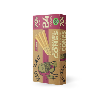 Zig Zag Mini Unbleached Cones - 70mm - 24 Cones Per Pack - 12 Packs Per Display