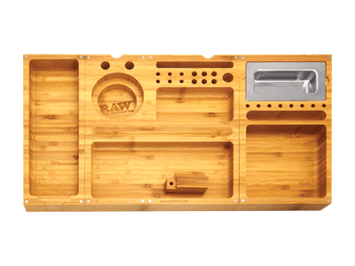 Raw - Triple Flip Bamboo Magnet Rolling Tray With Built-in Ashtray